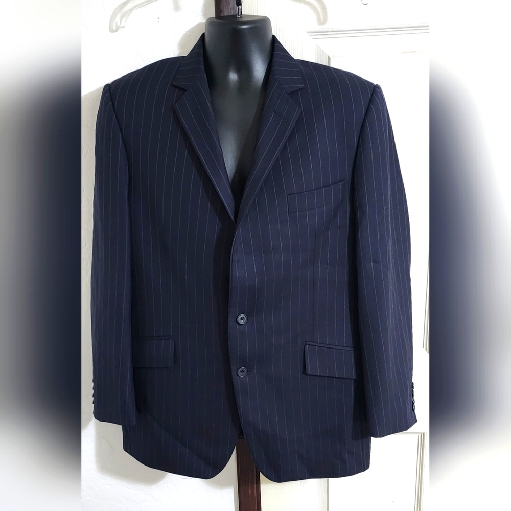 GIEVES & HAWKES No1 Savile Row London Blazer Men Navy‎ Striped 42R Wool Sport EU